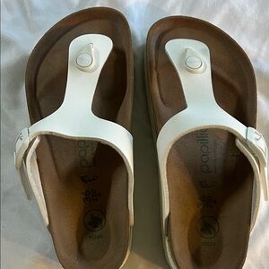 Papillio Vegan Sandals in White and Brown